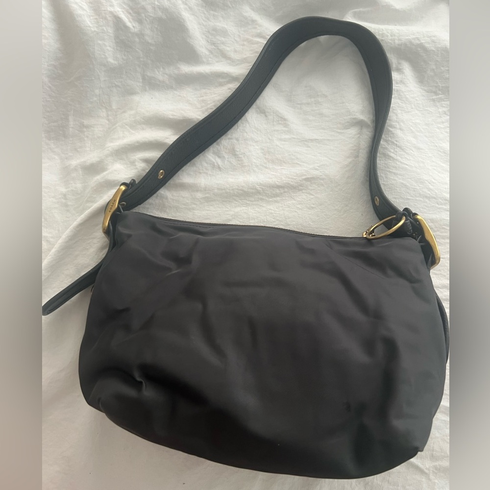 đź‘‘âś…PRICE FIRMâś…Coach Black Leather and Nylon Utility Shoulder Hobo Bag - Picture 2 of 16